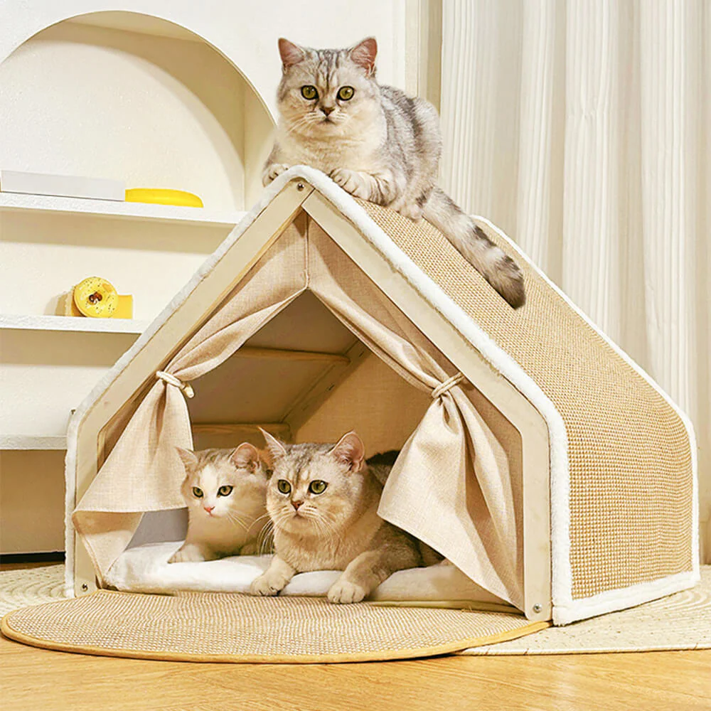 All-in-One Cat Tent with Scratching Roof and Cozy Sleeping Area - Image 5