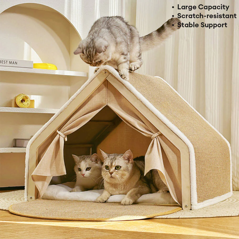 All-in-One Cat Tent with Scratching Roof and Cozy Sleeping Area - Image 7