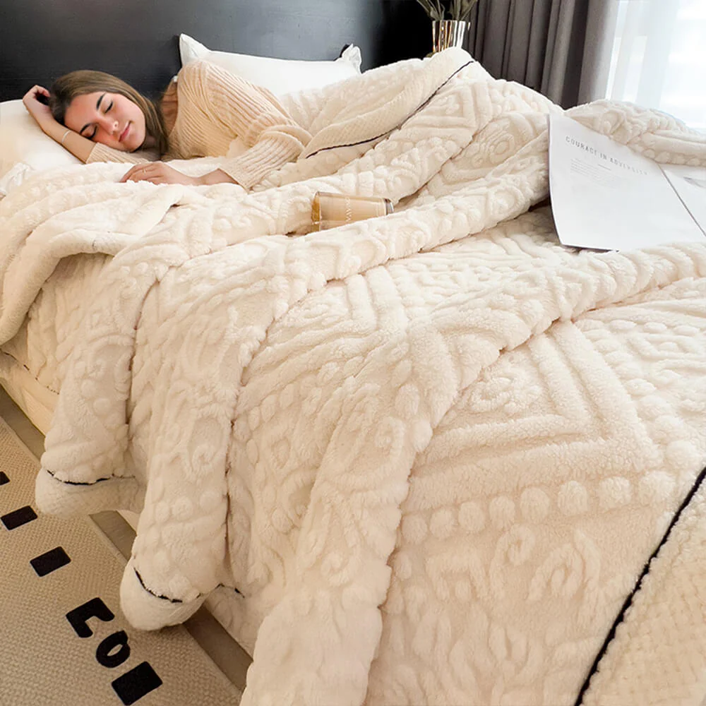 Baroque Style Embossed Milk Velvet Soft Fleece Blanket - Image 10