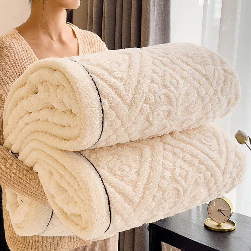 Baroque Style Embossed Milk Velvet Soft Fleece Blanket - Image 12