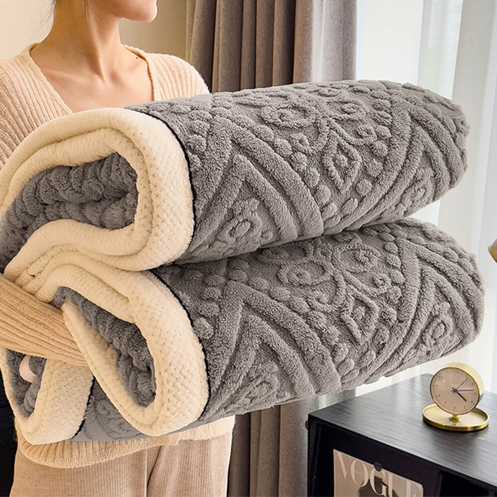 Baroque Style Embossed Milk Velvet Soft Fleece Blanket - Image 14