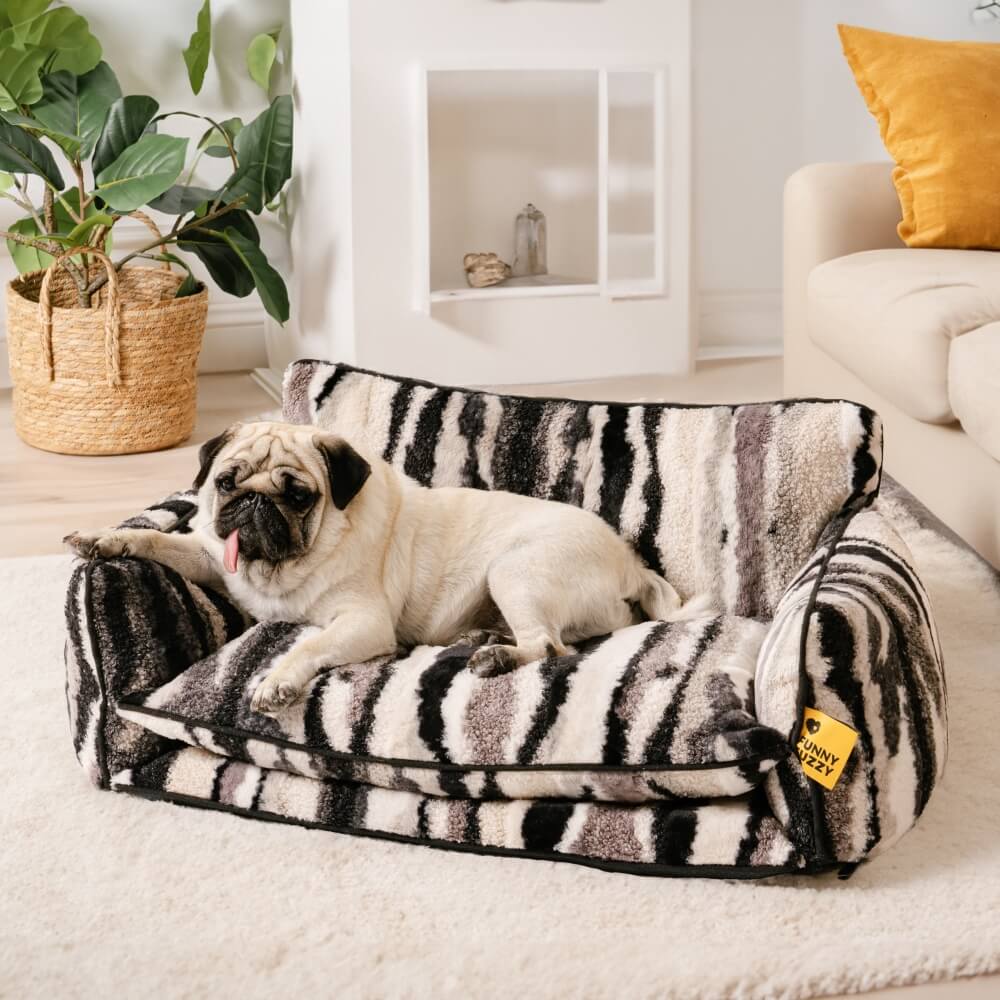 Bed Cover - Trendy Striped Faux Lambswool Double Layer Dog & Cat Sofa Bed - Image 10