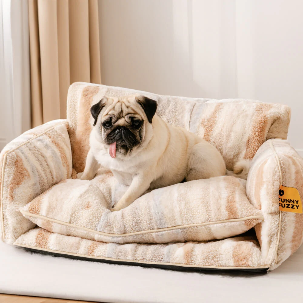Bed Cover - Trendy Striped Faux Lambswool Double Layer Dog & Cat Sofa Bed - Image 11