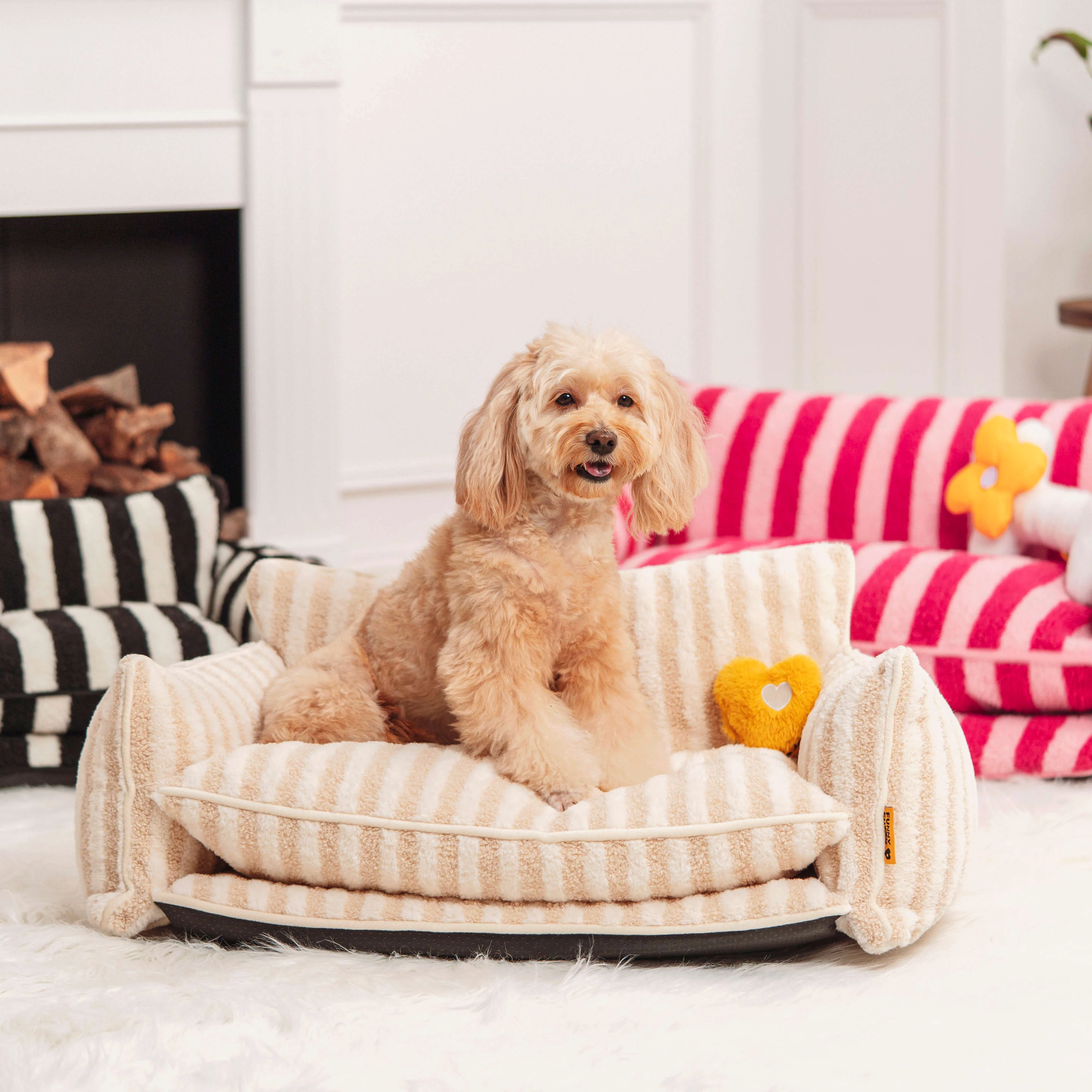 Bed Cover - Trendy Striped Faux Lambswool Double Layer Dog & Cat Sofa Bed - Image 8