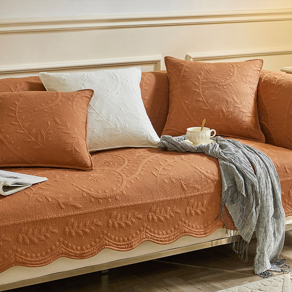 Boho Woven Textured Cotton Breathable Farmhouse Couch Cover - Image 2