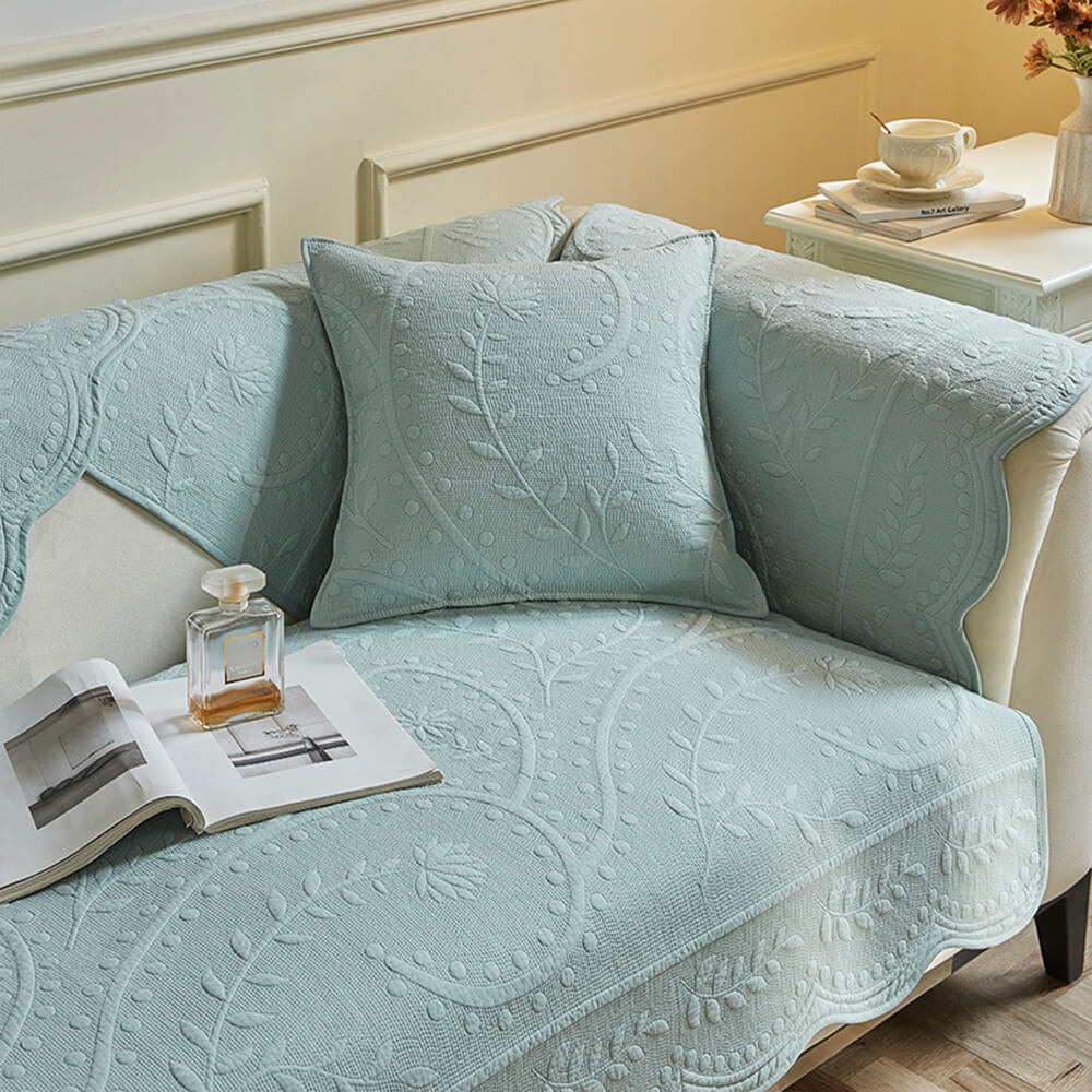 Boho Woven Textured Cotton Breathable Farmhouse Couch Cover - Image 3