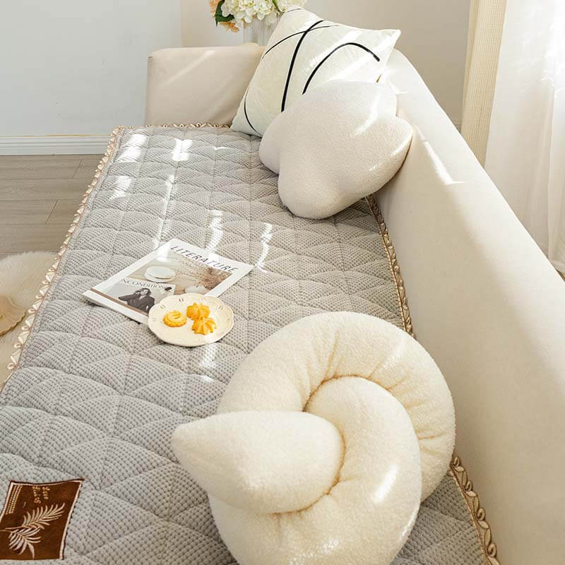 Bread Shape Chenille Non-slip Couch Cover - Image 5