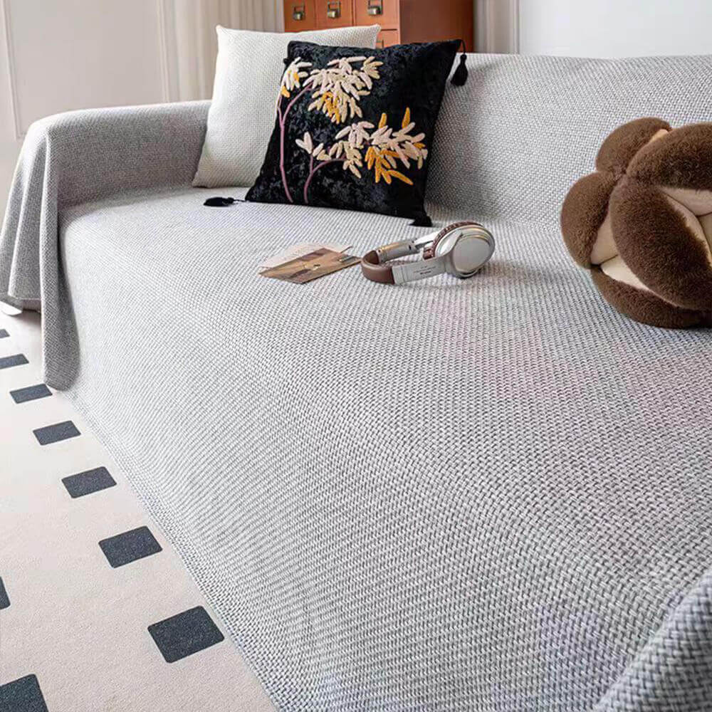 Breathable Woven Linen-Look Scratch-Resistant Throw Couch Cover - Image 11