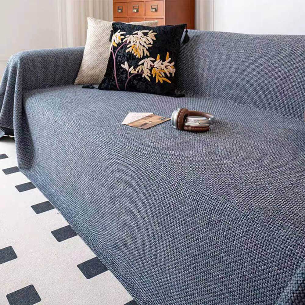 Breathable Woven Linen-Look Scratch-Resistant Throw Couch Cover - Image 9