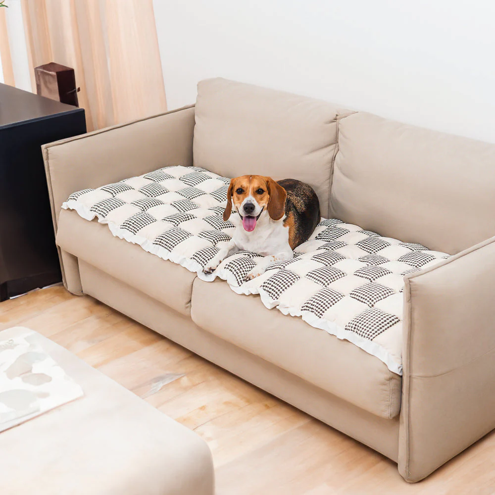 Checkered Color Matching Large Non-slip Pet Mat Couch Cover - Image 3