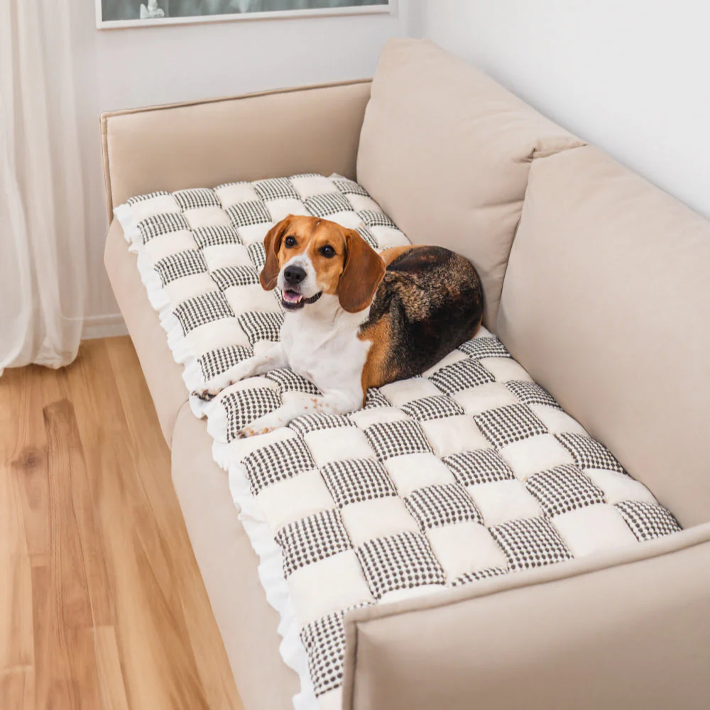 Checkered Color Matching Large Non-slip Pet Mat Couch Cover - Image 4