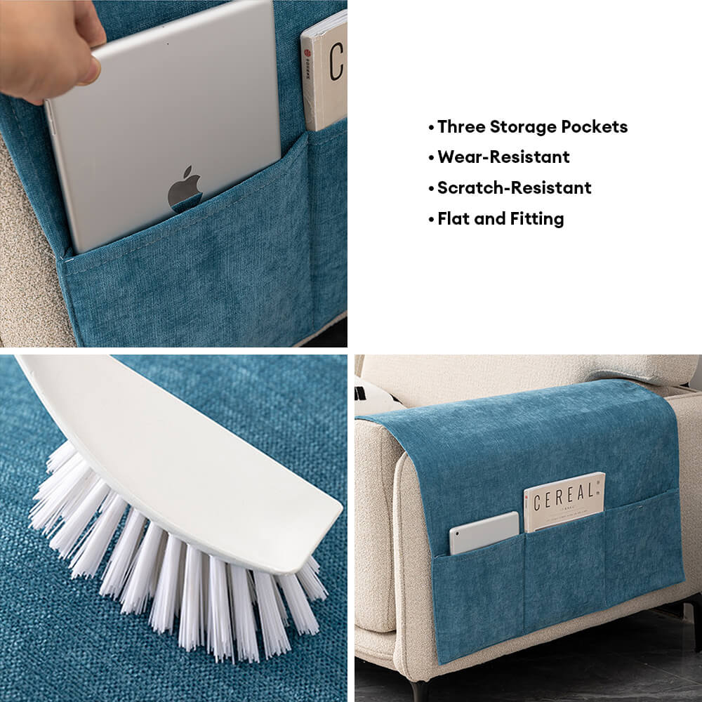 Chenille Anti-Scratch Sofa Armrest Cover Magazine Holder - Image 2