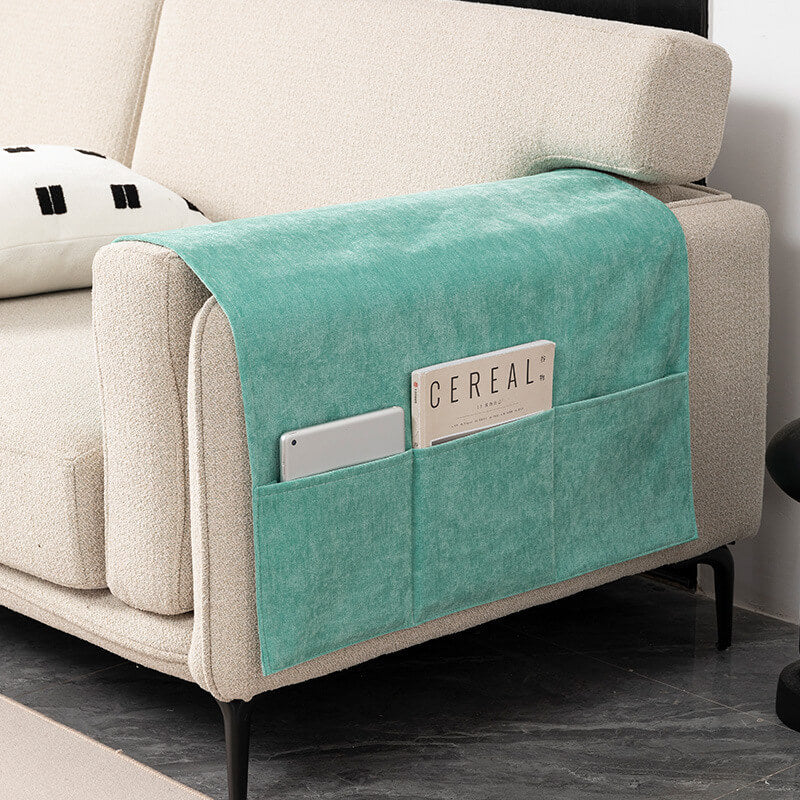 Chenille Anti-Scratch Sofa Armrest Cover Magazine Holder - Image 9