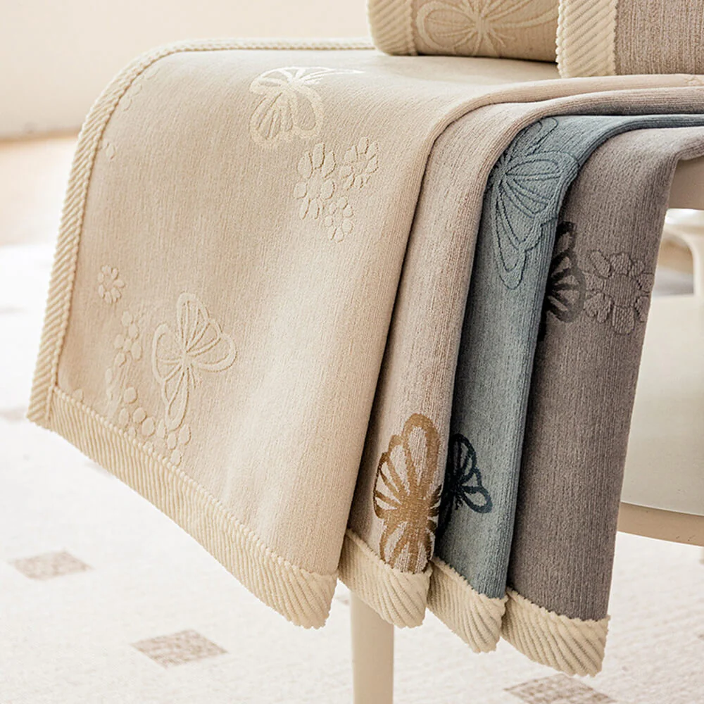 Chenille Anti-Slip Butterfly Pattern Morandi Color Couch Cover - Image 6