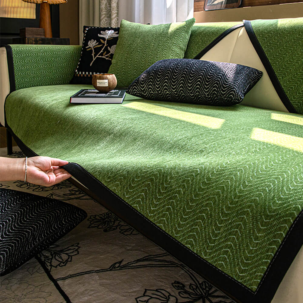 Chenille Anti-Slip Cat-Scratch Resistant Wavy Texture Premium Couch Cover - Image 2
