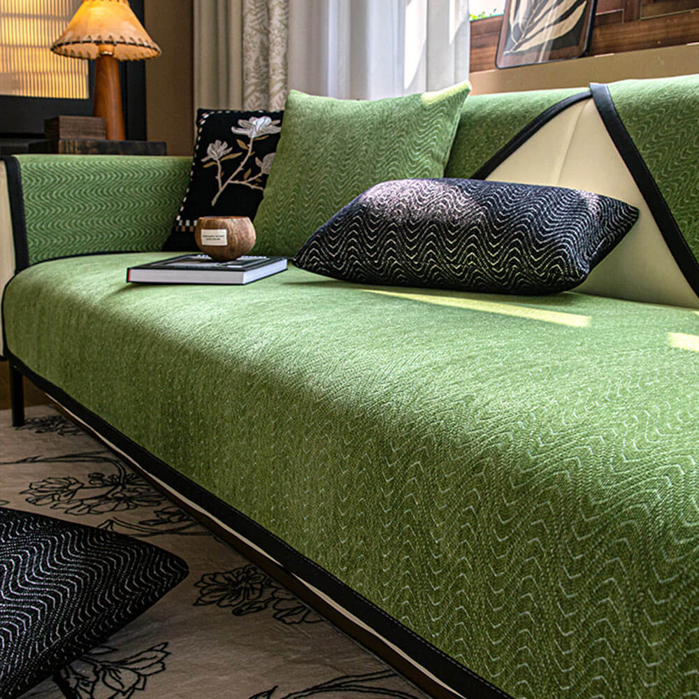 Chenille Anti-Slip Cat-Scratch Resistant Wavy Texture Premium Couch Cover - Image 4