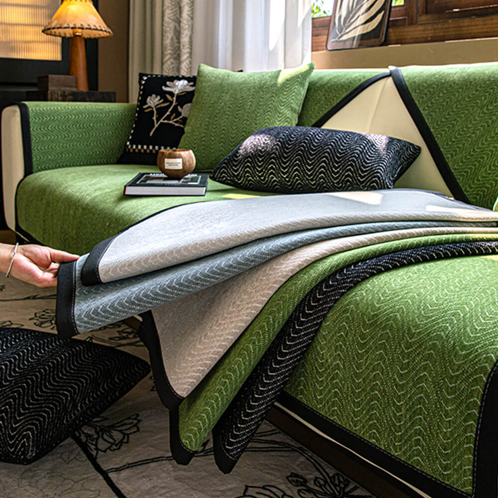 Chenille Anti-Slip Cat-Scratch Resistant Wavy Texture Premium Couch Cover - Image 7
