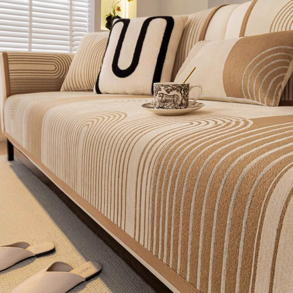 Chenille Arch Pattern Scratch-Resistant Couch Cover - Image 12