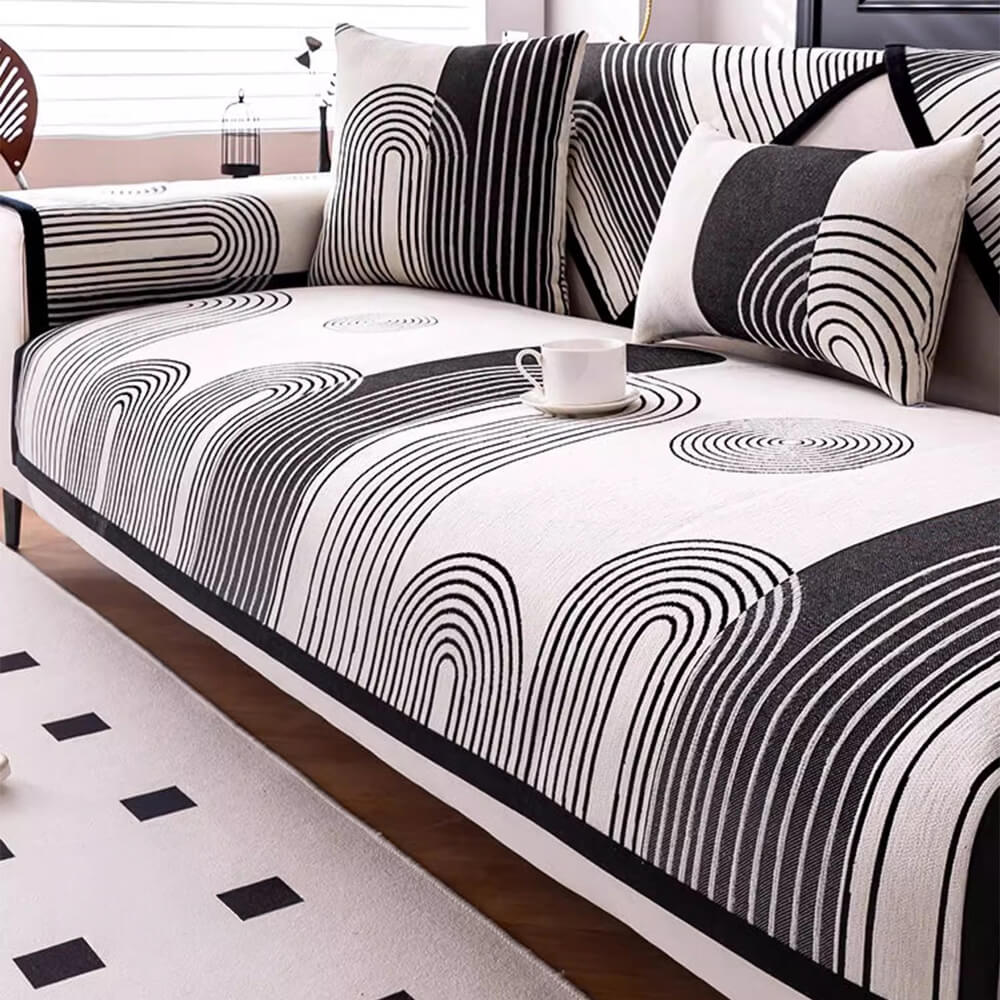 Chenille Arch Pattern Scratch-Resistant Couch Cover - Image 4