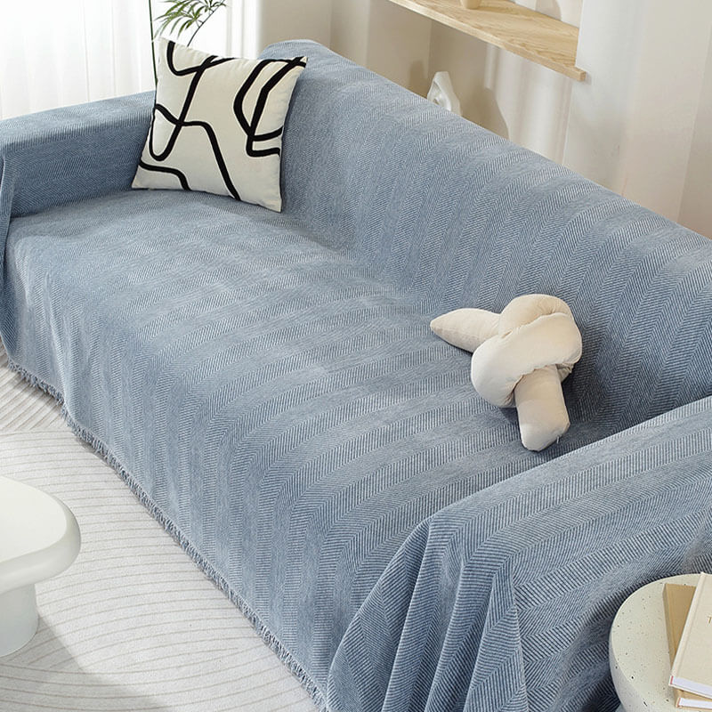 Chenille Blanket Herringbone Tassel Armchair Sofa Cover - Image 7