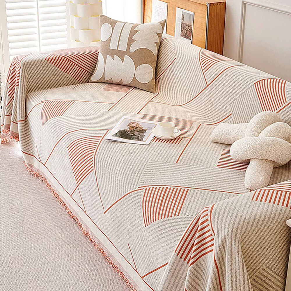 Classic Geometric Pattern Chenille Throw Couch Cover - Image 12