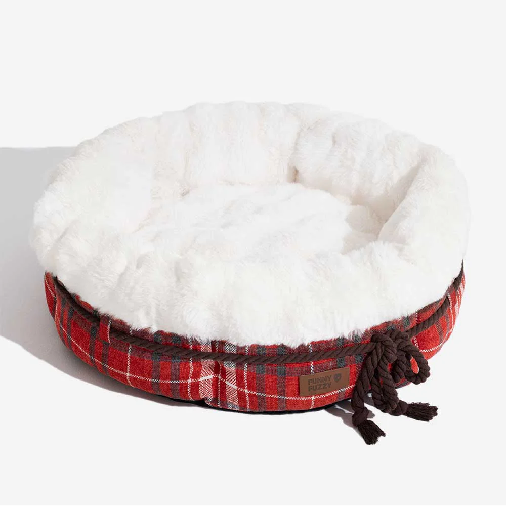 Classic Jacquard Plush Donut Dog Bed - Snuggle Den - Image 18