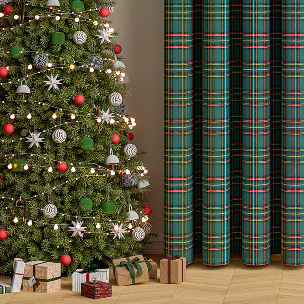 Classic Plaid Christmas Decorative Semi-Blackout Curtains - Image 10