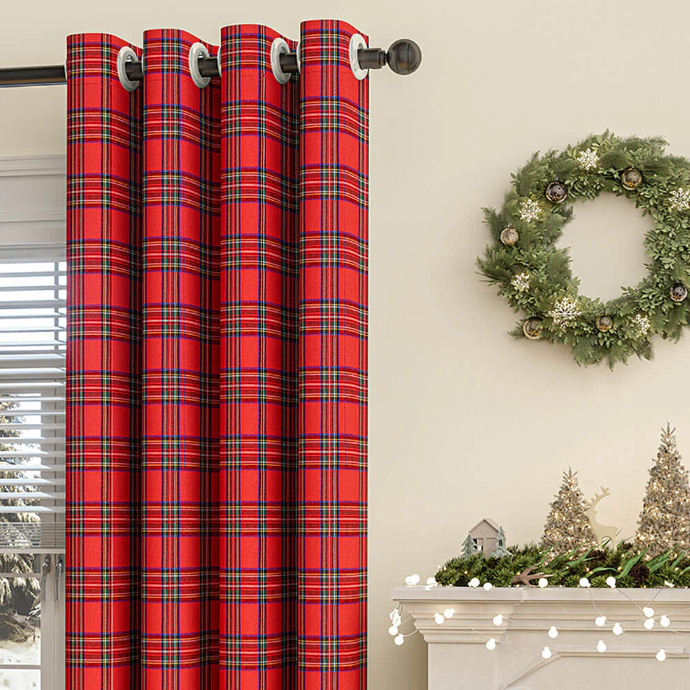 Classic Plaid Christmas Decorative Semi-Blackout Curtains - Image 4