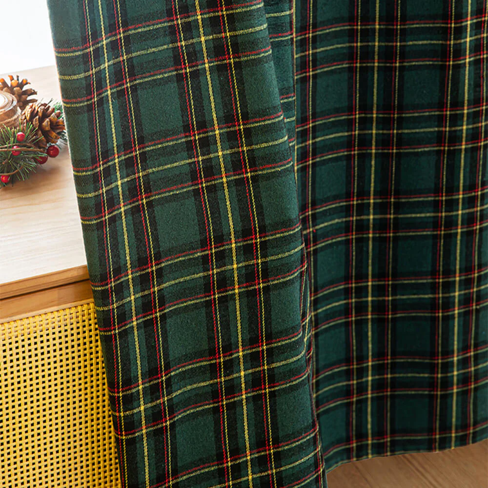 Classic Plaid Christmas Decorative Semi-Blackout Curtains - Image 7