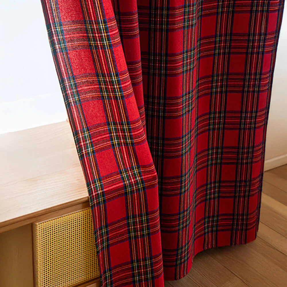 Classic Plaid Christmas Decorative Semi-Blackout Curtains - Image 8