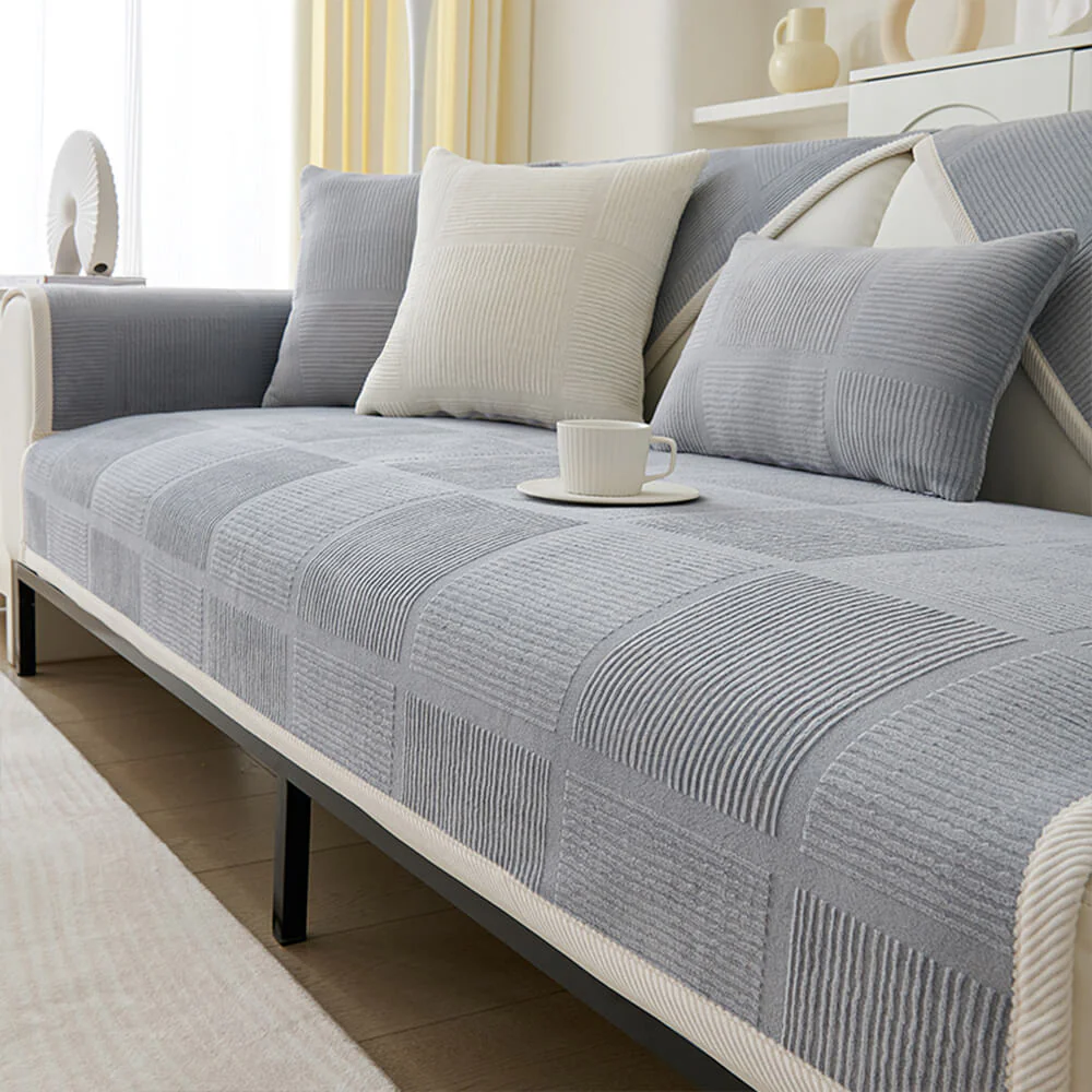 Classic Striped Square Plush Couch Cover - Image 11
