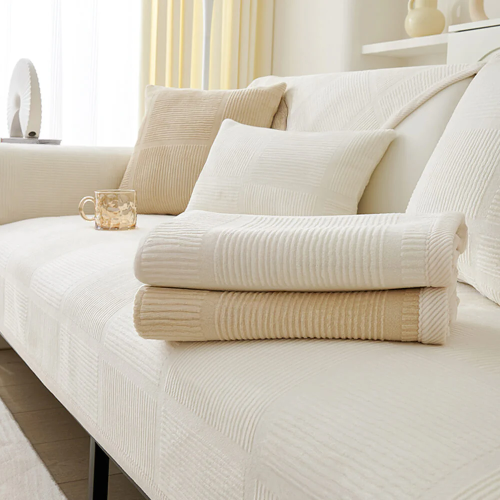 Classic Striped Square Plush Couch Cover - Image 13