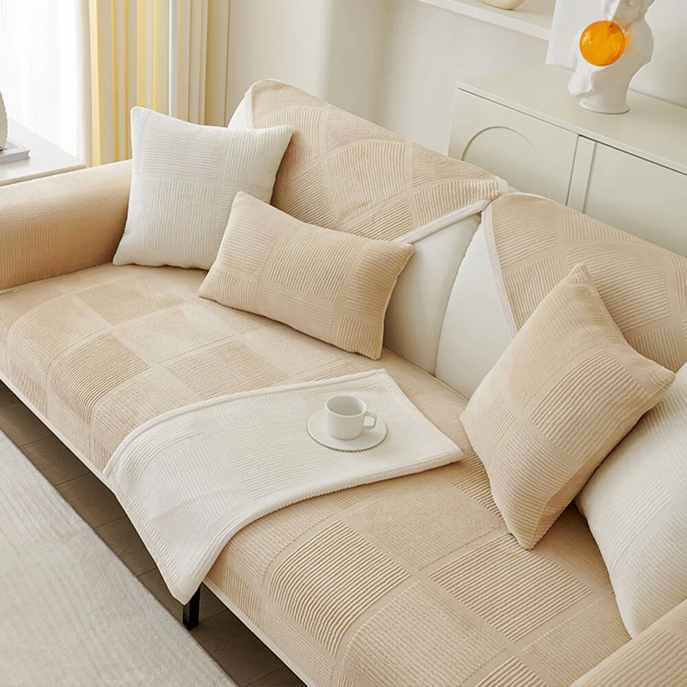 Classic Striped Square Plush Couch Cover - Image 14