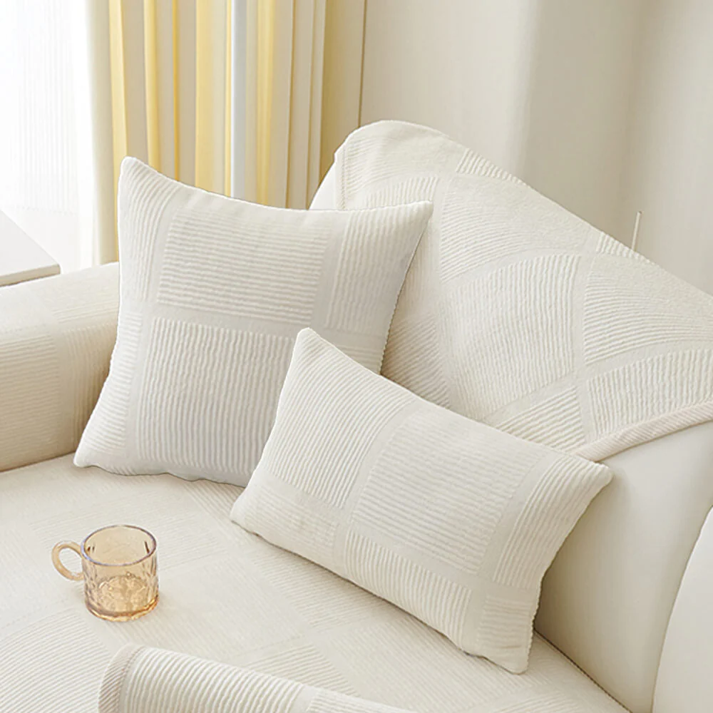 Classic Striped Square Plush Couch Cover - Image 15