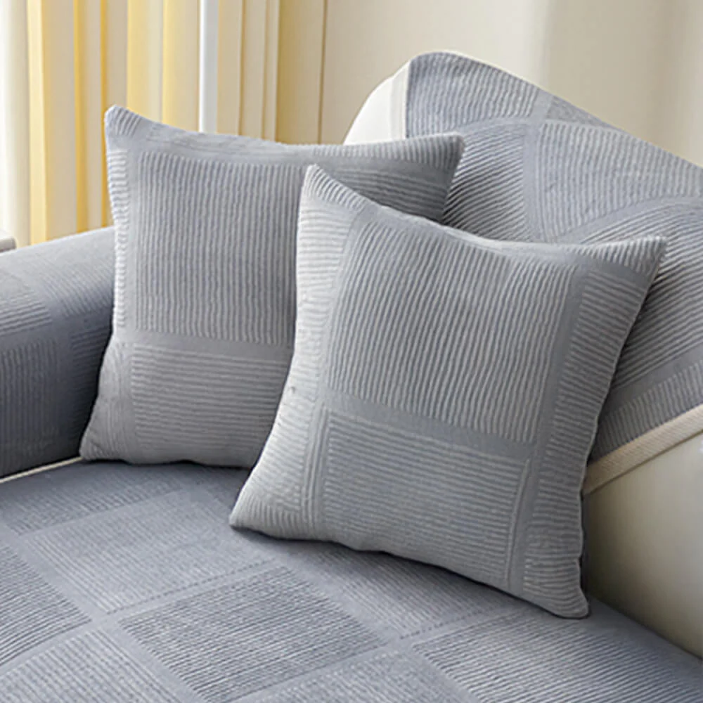 Classic Striped Square Plush Couch Cover - Image 16