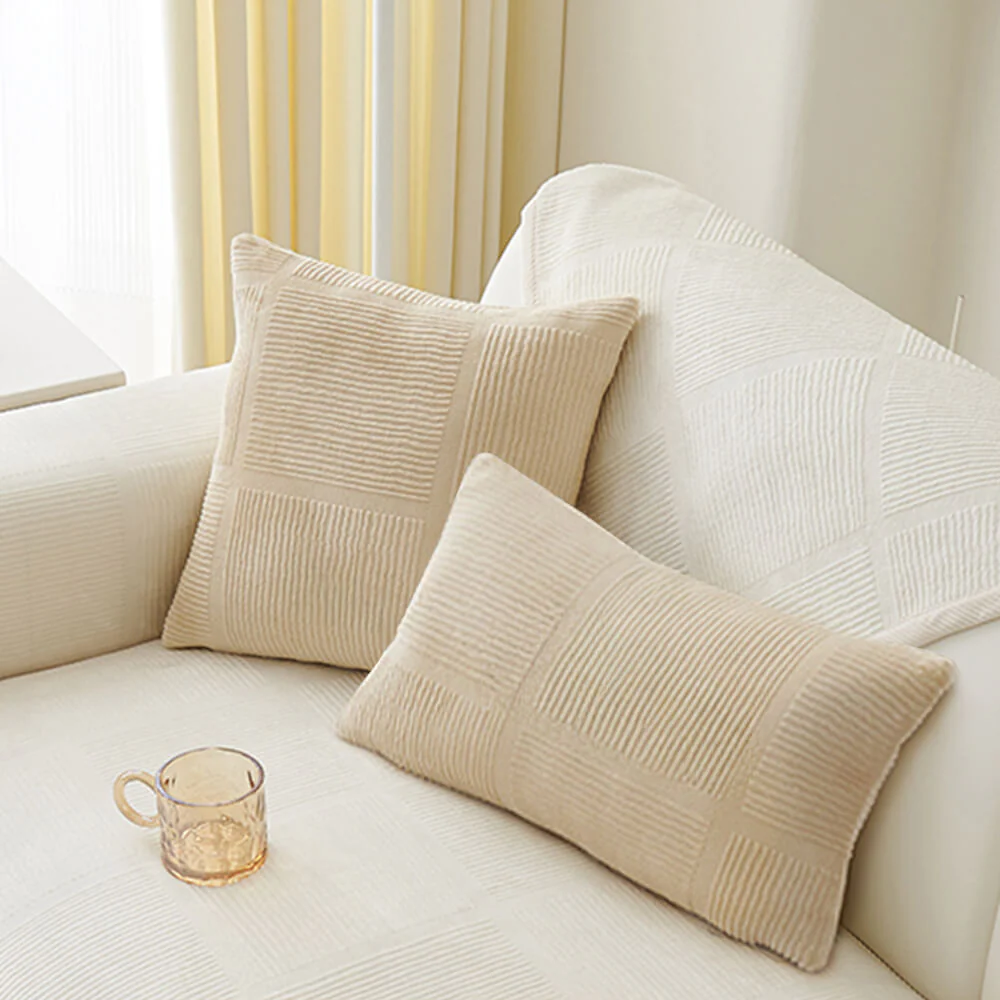 Classic Striped Square Plush Couch Cover - Image 17