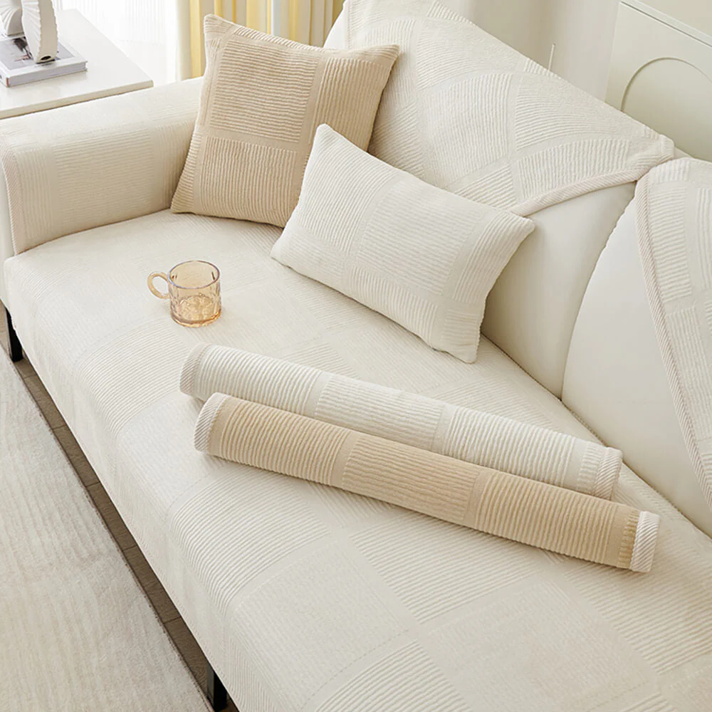 Classic Striped Square Plush Couch Cover - Image 6