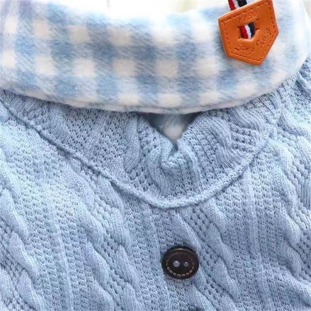 Cozy Knitted Dog Sweater with Plaid Collar – Available in Pink & Blue - Image 6
