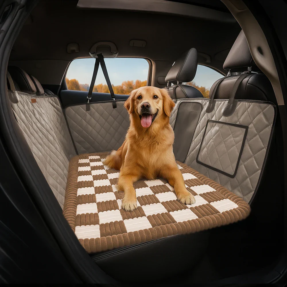 Cozy Plaid Non-Slip Dog Bed Mat for Car Seat Extender - Image 10
