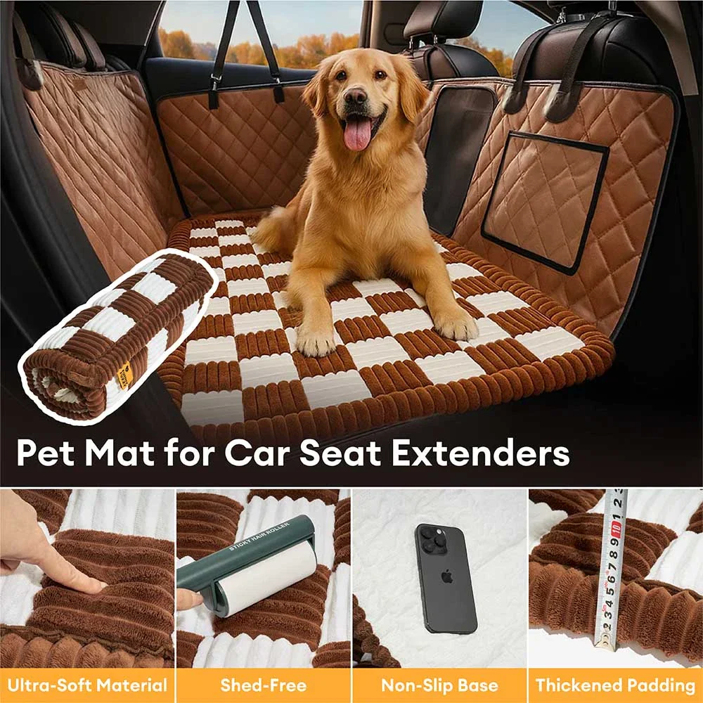 Cozy Plaid Non-Slip Dog Bed Mat for Car Seat Extender - Image 4