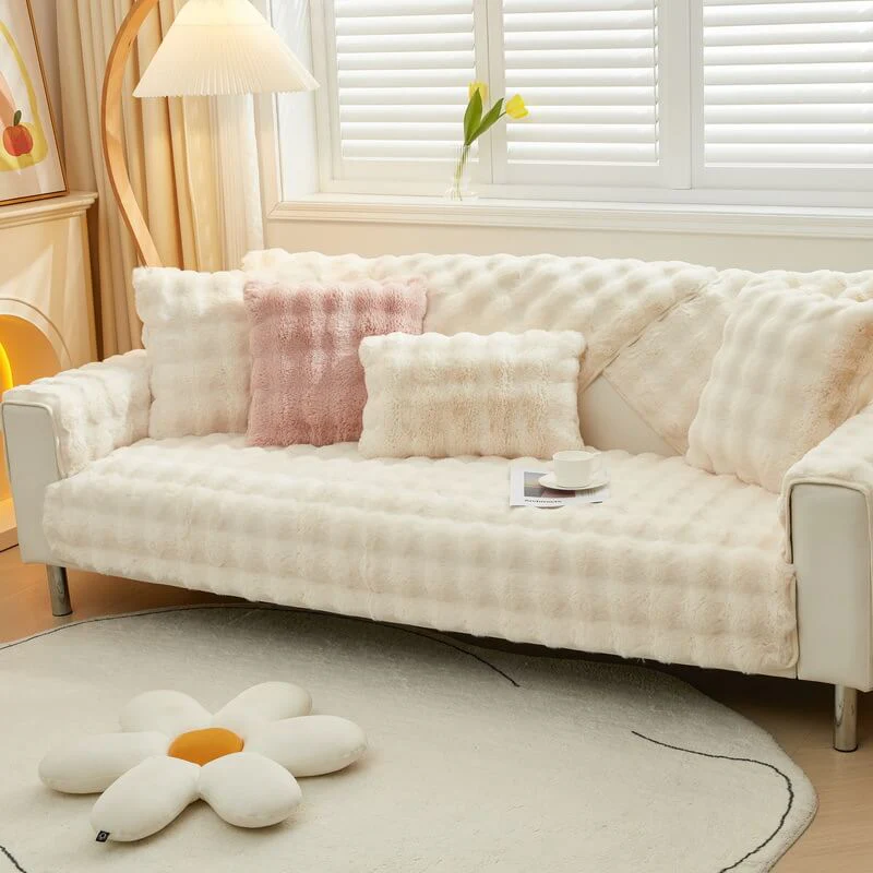 Cozy Plush Solid Colour Non-slip Couch Cover - Image 10