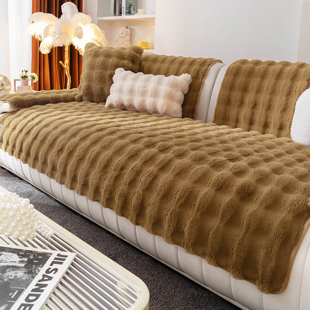 Cozy Plush Solid Colour Non-slip Couch Cover - Image 11