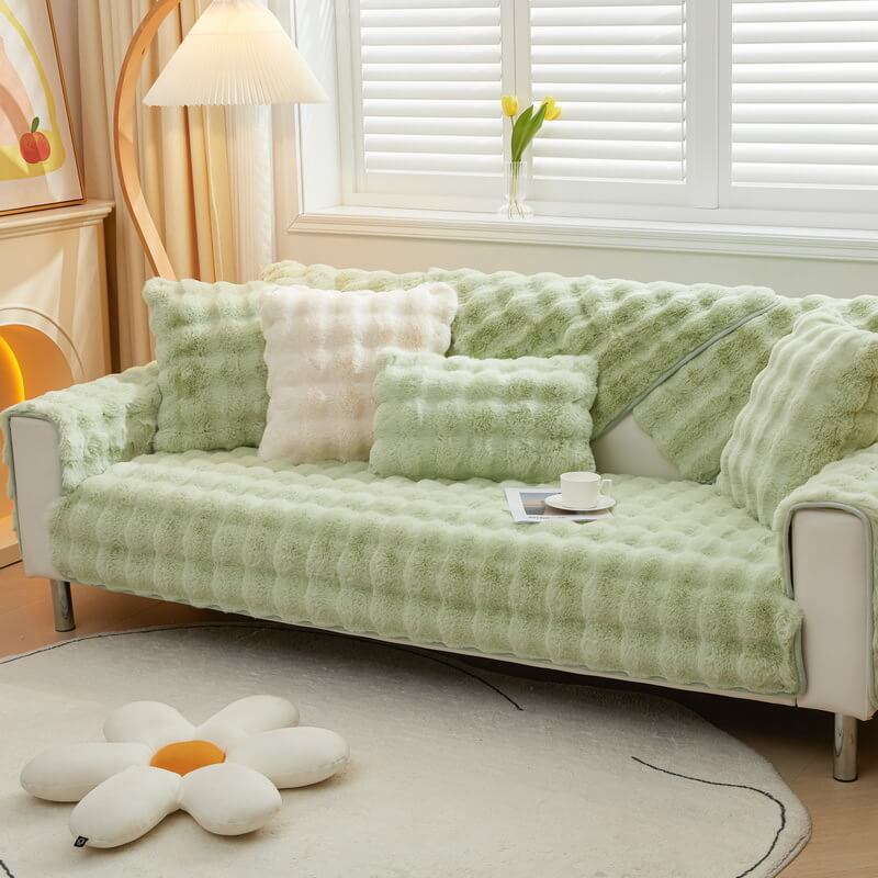 Cozy Plush Solid Colour Non-slip Couch Cover - Image 17