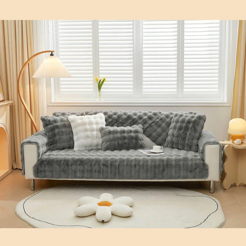 Cozy Plush Solid Colour Non-slip Couch Cover - Image 24