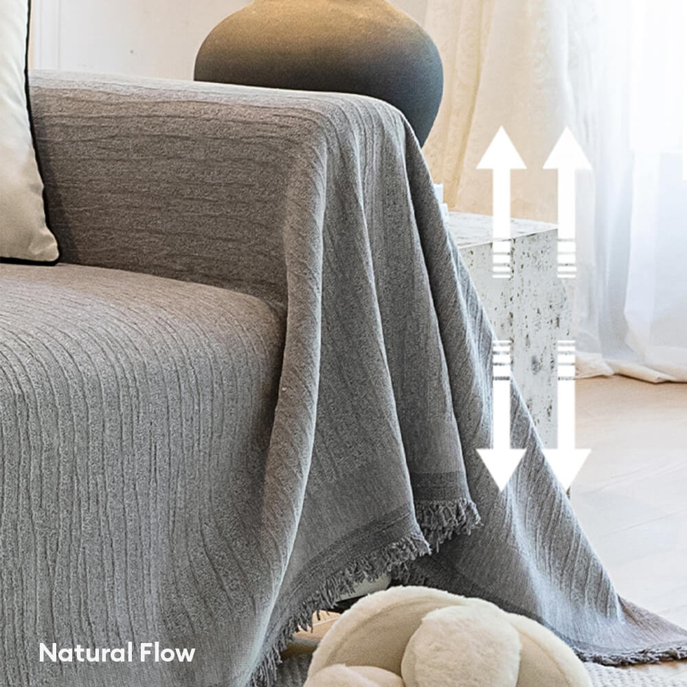 Cream Chenille Textured Pet-Friendly Anti-Scratch Throw Couch Cover - Image 7