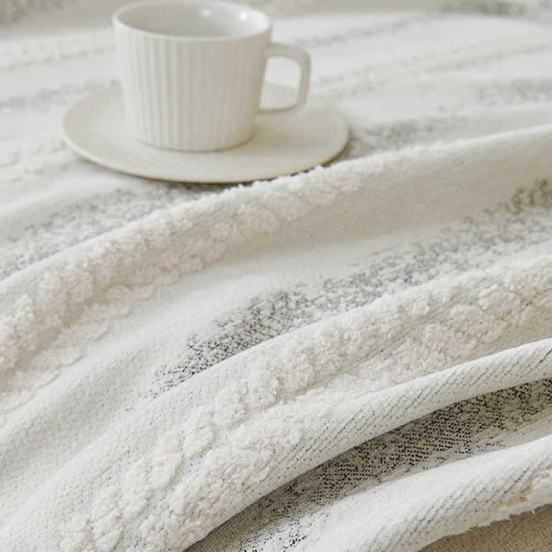 Decorative Stripe Tassel Chenille Throw Couch Cover - Image 6