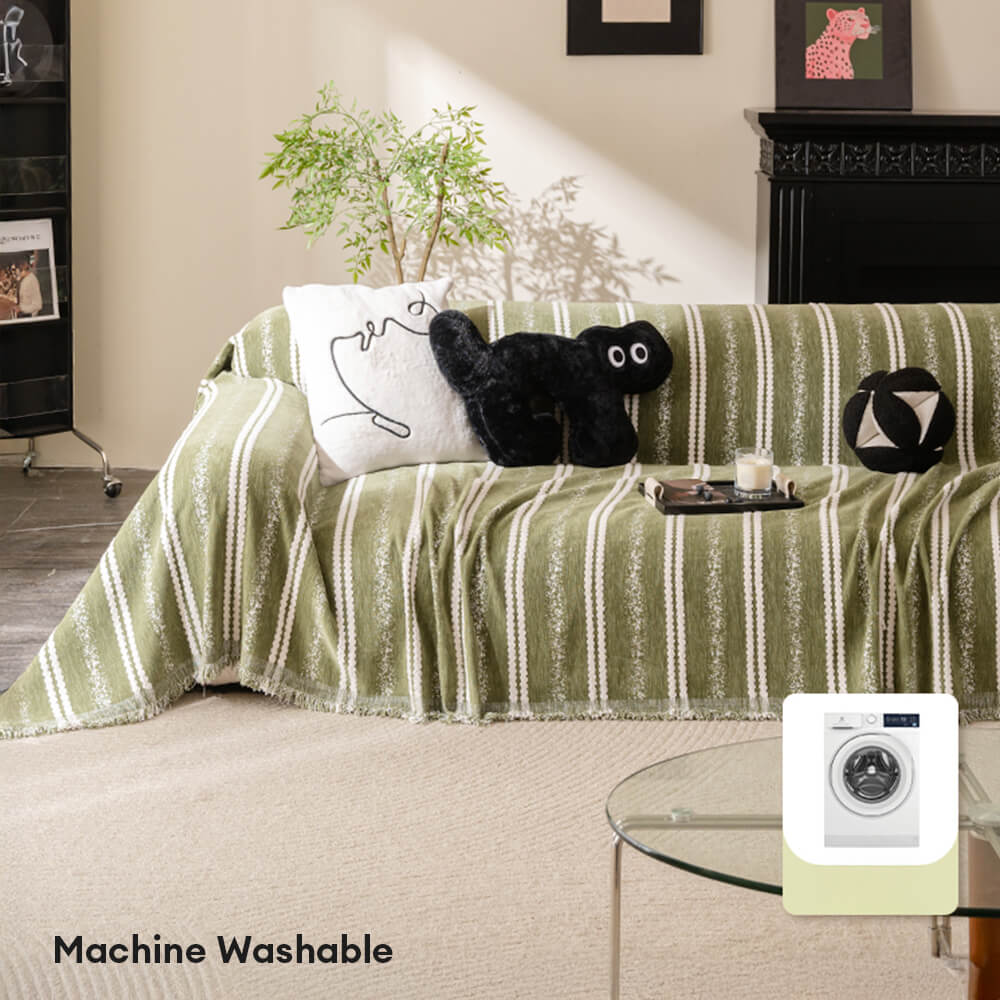 Decorative Stripe Tassel Chenille Throw Couch Cover - Image 8