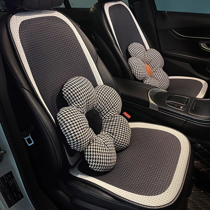 Deluxe Houndstooth Breathable Mesh Car Seat Cover Full Set - Image 2