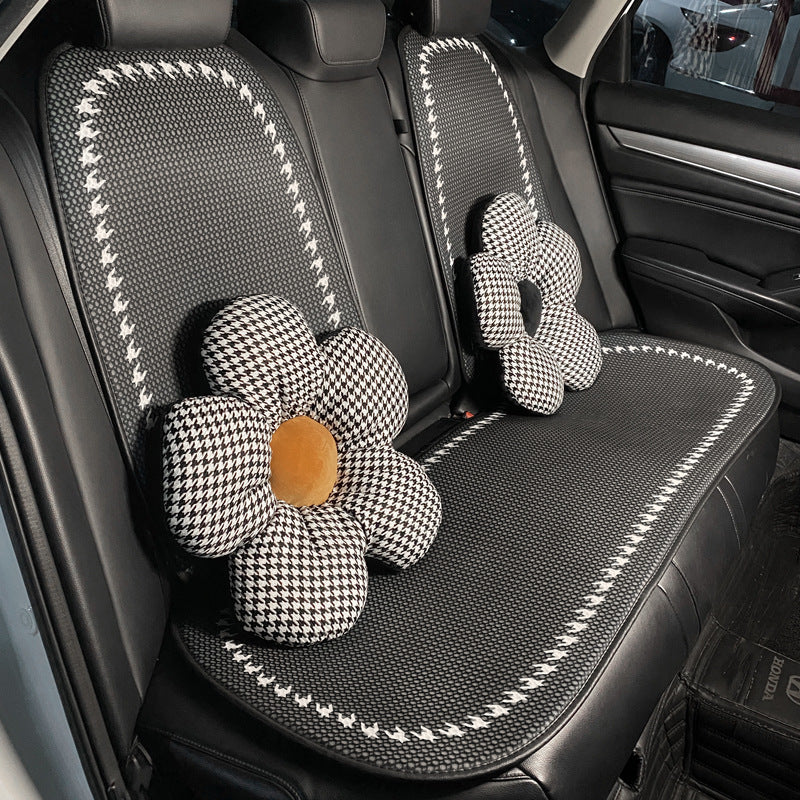 Deluxe Houndstooth Breathable Mesh Car Seat Cover Full Set - Image 4