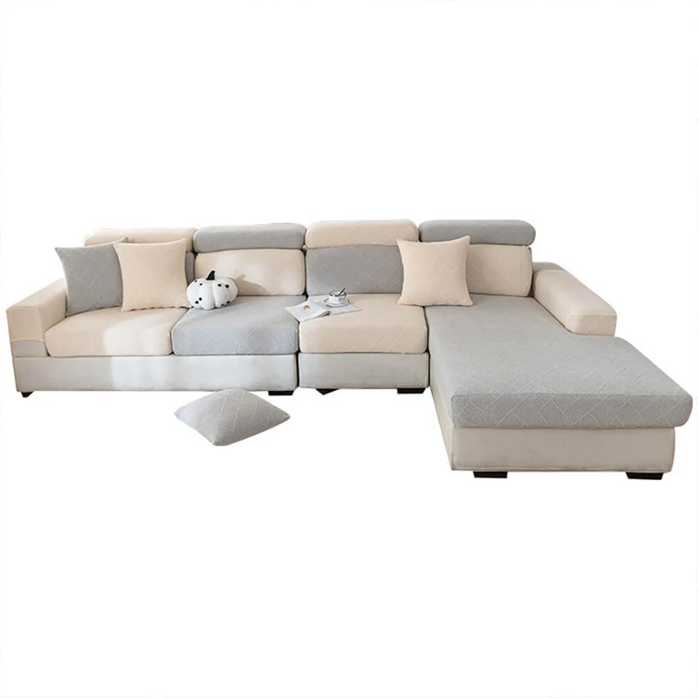 Diamond Jacquard Plush Full-Cover Stretch Couch Cover - Image 11
